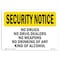 Signmission OSHA Security Sign, 7" Height, 10" Width, Aluminum, No Drugs Dealers Weapons Drinking, Landscape OS-SN-A-710-L-11599 - alternate 1